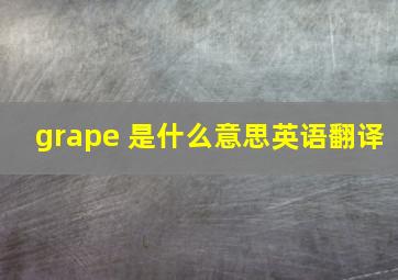 grape 是什么意思英语翻译